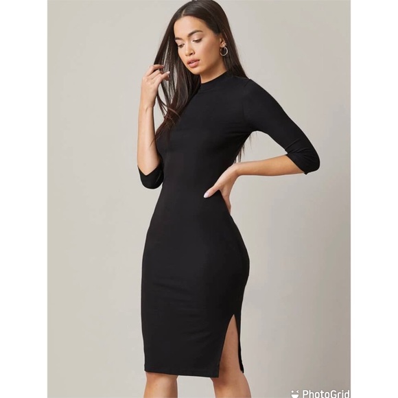 Black Mock Neck 3/4 Sleeve Sheath dress XS - Picture 4 of 6